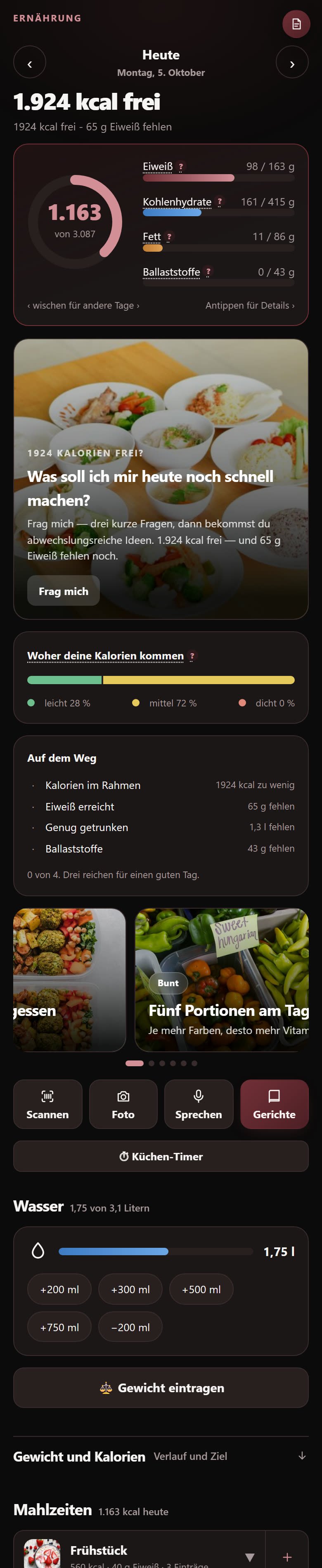 Ernährung in der App